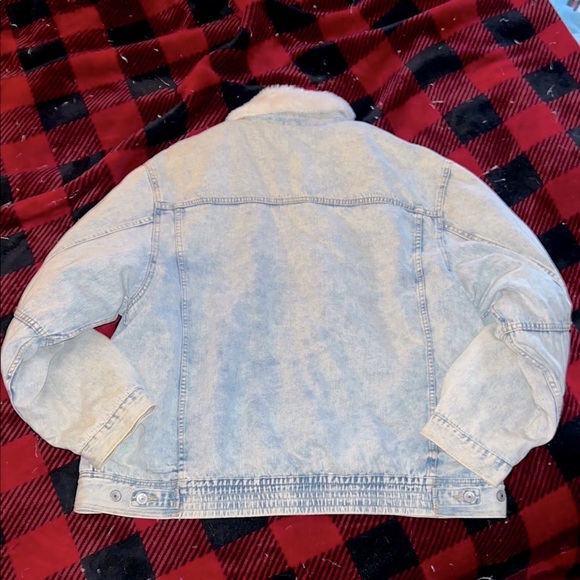 AMERICAN EAGLE 🦅 VINTAGE 80’s DENIM JEAN FAUX SHERPA-LINED JACKET Women’s XXL - Picture 6 of 11